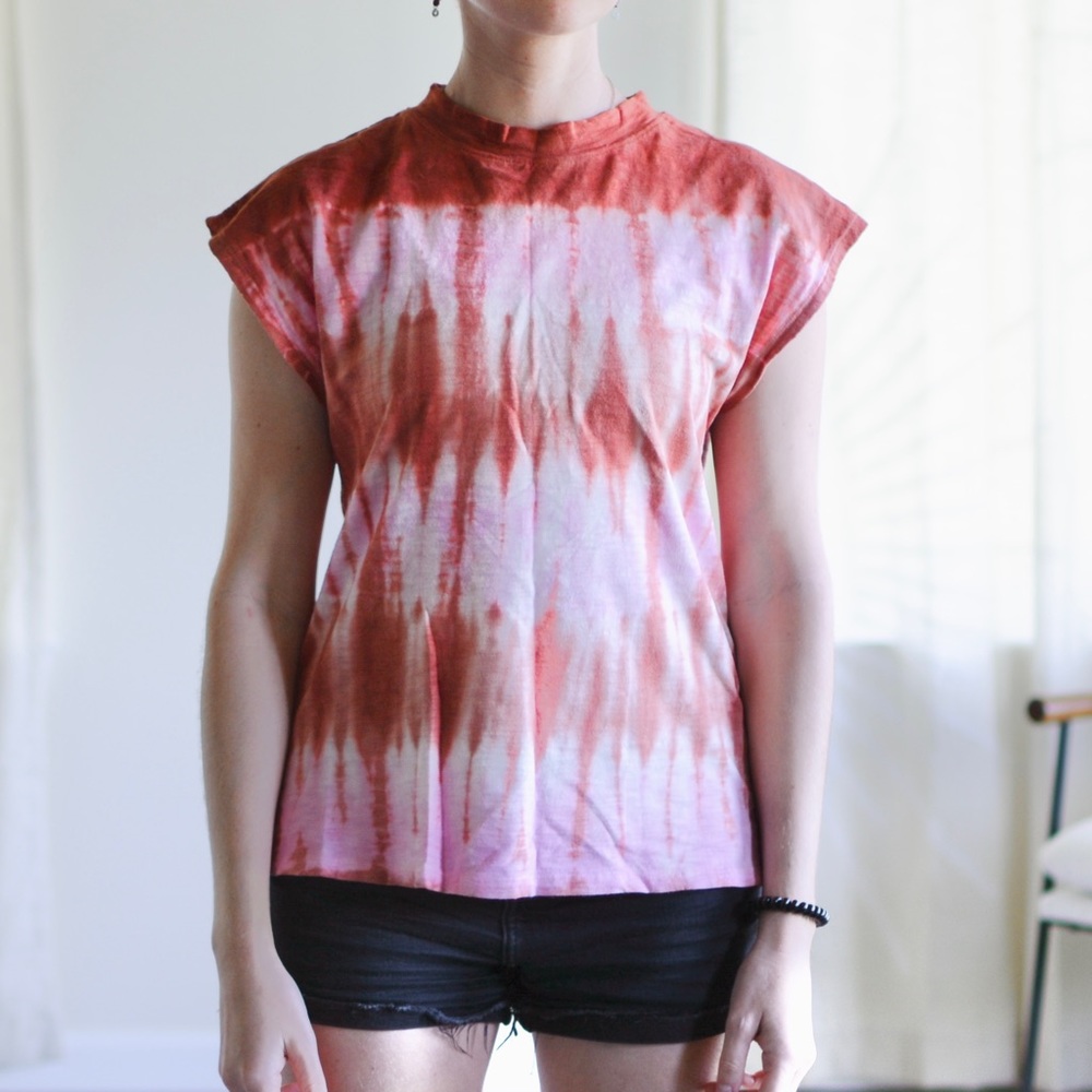 Universal Thread Baby Pink Rust Brown Orange Tie Dye Sleeveless T Shirt S
